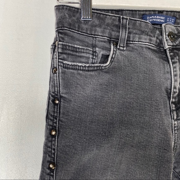 Zara Basic Denim Washed Black Side leg studs - Picture 5 of 9